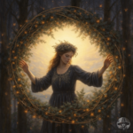 Nature goddess in twilight forest