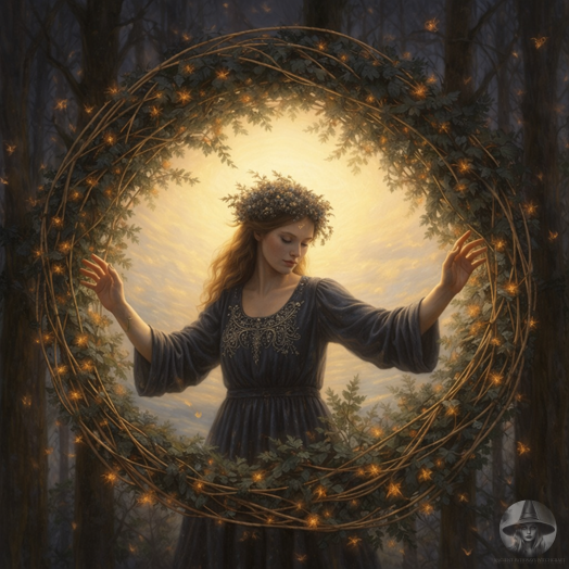 Nature goddess in twilight forest