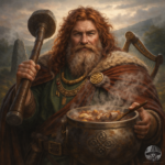 Dagda with cauldron and club