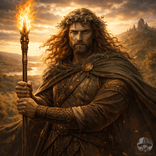 Lugh with flaming spear
