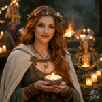 Brigid Imbolc goddess at twilight ceremony-sm