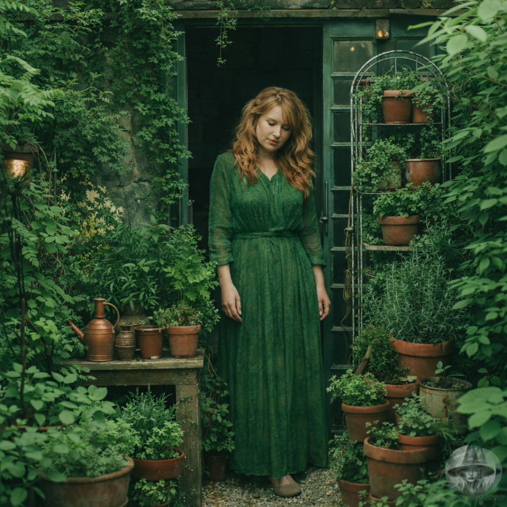 Serene moment in a garden doorway-sm
