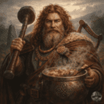 Dagda with cauldron and club